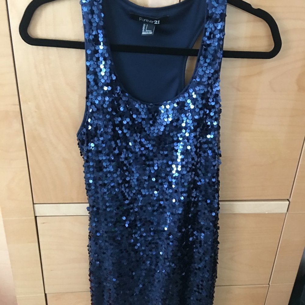 Forever 21 Dark Blue Sequence Dress